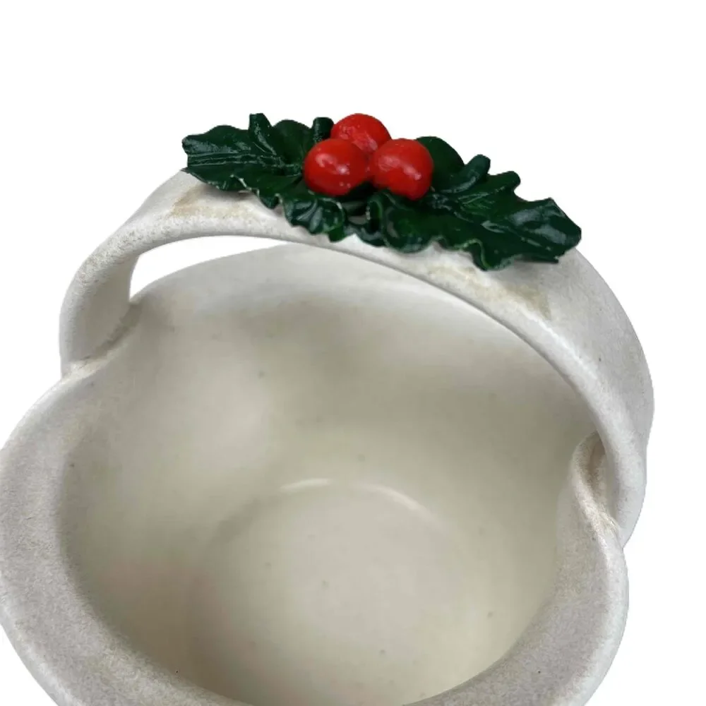 Rob Bartee Pottery Ivory Christmas Basket Clay Earthware‎ Home Decor Vintage
